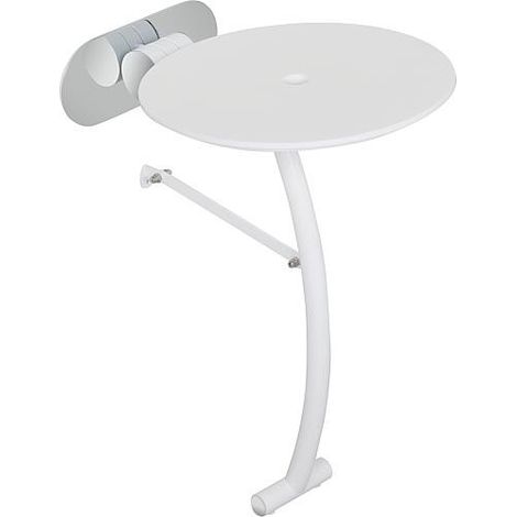 Strapontin Elida avec pied en inox/PE/HD, blanc 320x500x390/130mm, avec fixation (1/2)