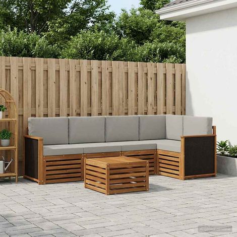 vidaXL Ecksofa Set mit Kissen 5 pcs Natürlich und Hellgrau (1/5)