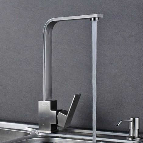 Rubinetto miscelatore in acciaio inox satinato canna alta lavello cucina 52690