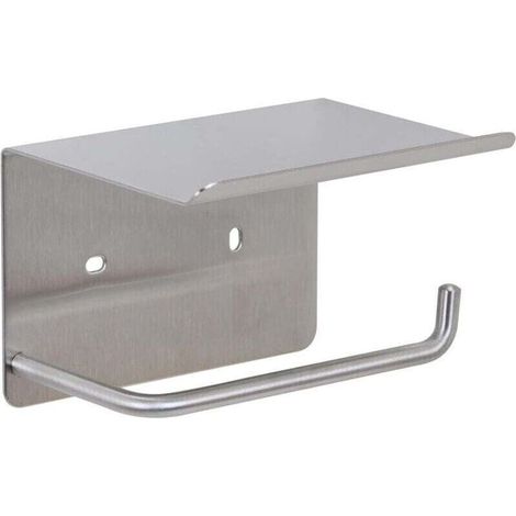 Porte Papier Toilette avec Tablette Adhesif, Support Papier Rouleau sans Percage Acier INOX, Derouleur Papier Toilette Auto-adhésive Mural pour Salle de Bain (1/4)
