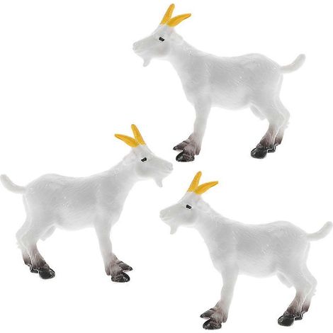 Figurines de chèvres miniatures pour la décoration, lot de 3, jouets d'animaux de la ferme en PVC (1/5)