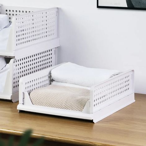Set mit 3 faltbaren Kleiderschrank-Aufbewahrungsboxen Kunststoff-Aufbewahrungsboxen Regalkörben faltbare Küchenschubladeneinsätze stapelbare Aufbewahrungsboxen Versandbox Schrankcontainer Würfel auszi