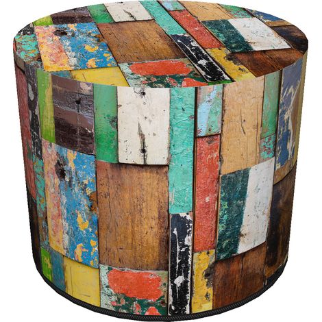 Dekorativer Pouf, Bertoni, Mexiko-Print – runder Pouf für Wohnzimmer und Flur, 40 cm Durchmesser, elegant, mit Reißverschluss, waschbar (1/5)
