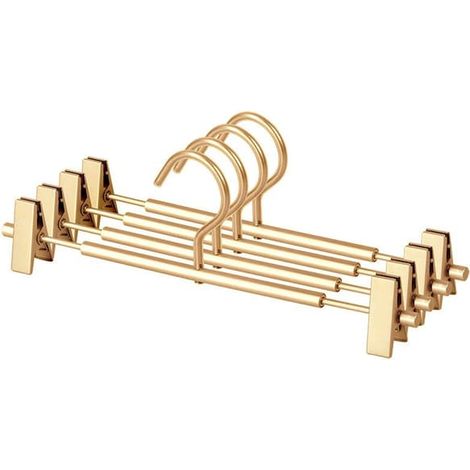 Cintres à pantalons en alliage d'aluminium avec pinces - Polyvalents, portables, résistants à la rouille et à la décoloration, antidérapants - Lot de 5 (1/5)
