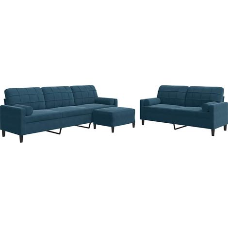 Maison Exclusive - Set di Divani 3 pz con Cuscini e Rinforzi Blu in Velluto