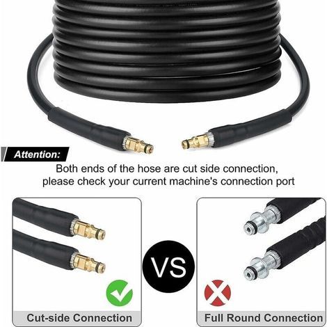 SNQ – Tuyau flexible 10m pour nettoyeur haute pression Karcher K2 K3 K4 K5 K6 K7 – Quick Connect avec embouts laiton – Pression 2610 PSI (1/4)