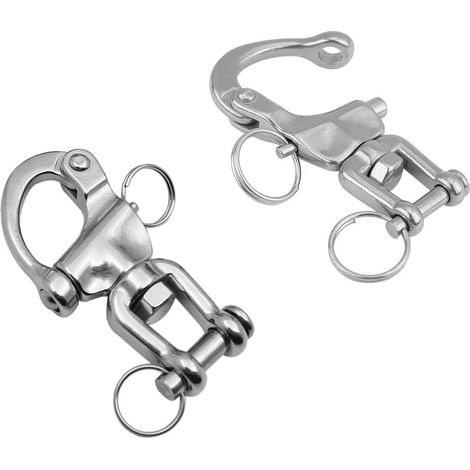 2 Pièces Mousqueton Pivotant à Emerillon, Mousqueton pivotant INOX Accessoires, Mousqueton Pivotant à Emerillon, Manille Pivotante en Acier Inoxydable, pour Drisse De Voilier Bateaux(70mm) (1/5)