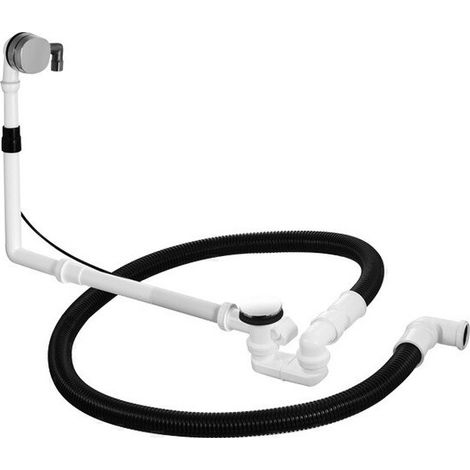 Robinet d'évacuation / trop-plein QUADROVALavec Bec de bain flexible chroméé