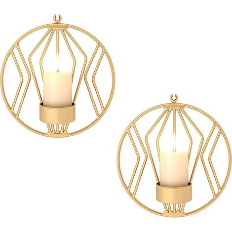 Applique murale pour petites bougies piliers, support pour bougie chauffe-plat en métal, décoration murale pour salle de bain, terrasse, salon, noir, lot de 1, doré