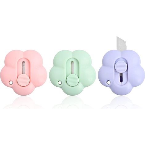 paquet De 3 Ouvre Lettre, Ouvre Enveloppe Avec Bords Tranchants, Efficace Sre Mini Cutter Portable Rtractable Coupe Papier En Plastique Pour La Pa (1/5)