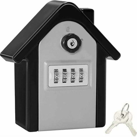 Boite a Cle Securisee Mural Boite a Clé avec Code Numérique & Clés d'urgence, Grand Key Safe Box Format XL Coffre a Clef Extéri pour Maison, Bureau, Usine, Garages (Argent) (1/4)