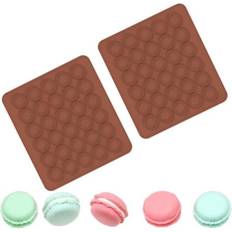 Tappetino in silicone per macaron - 30 fori - Rivestimento antiaderente - Stampo per cioccolato - Stampo per caramelle - Stampo per barrette di cioccolato - 28 x 25 cm (1/2)