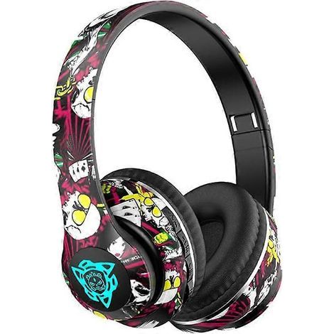Bluetooth-Kopfhörer mit integriertem Mikrofon, kabellose Over-Ear-Kopfhörer im Graffiti-Stil, faltbare kabellose Gaming-Kopfhörer (1/5)