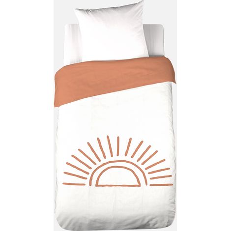 Juego de cama de algodón reversible con estampado de sol, 140cm