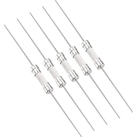 Fusible Céramique Lent - Lot de 5 - 250V T2A 5x20mm - Protection Circuit Électrique - Appareils Ménagers et Éclairage - Avec Fils Pré-soudés (1/4)
