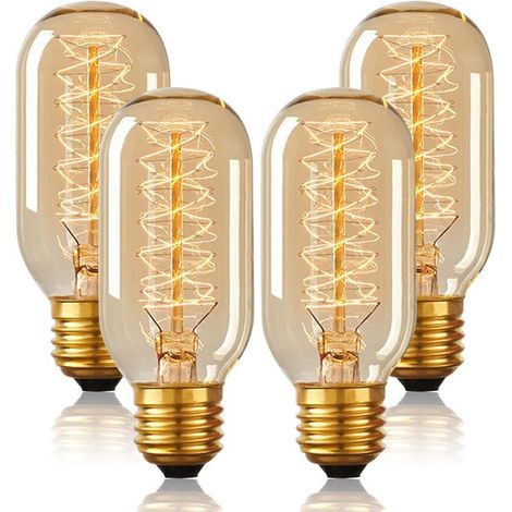 Lot de 4 ampoules vintage Edison E27 40W, modèle T45 220V, éclairage industriel décoratif, idéal pour lampes et suspensions (1/5)