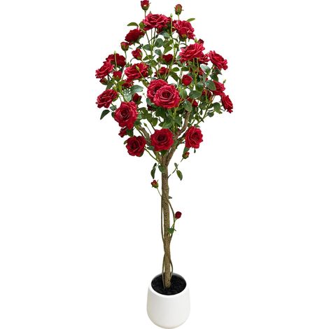 Rosal artificial, diseño elegante, mínimo mantenimiento, rojo y blanco. (1/2)