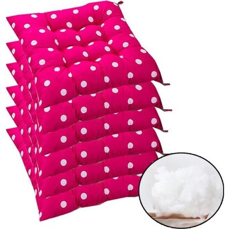 Lot de 6 Coussins d'assise de Chaise de Jardin/Coussin de Siège de Jardin en Polyester pour Intérieur et Extérieur, 40x40x5cm,Rose (1/4)
