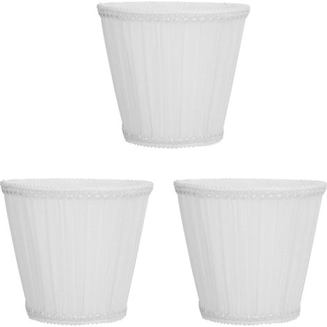 Lot de 3 abat-jour en tissu à clipser E14, style moderne, pour lampe de table, bougie ou lustre (blanc) (1/5)