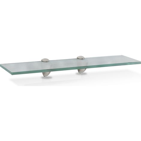 Jiubiaz Glasablage Milchglas Glänzend, aus rostfreiem Zinkdruckguss, Silber glänzend, Zinkdruckguss chrom, Glas satiniert 5010CM
