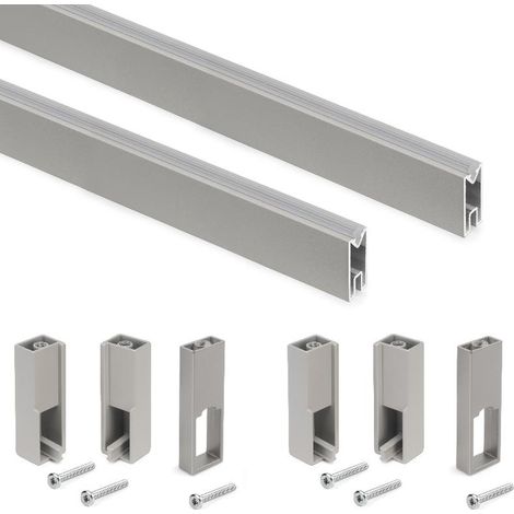Emuca Luxe kit rieles para armario aluminio gris piedra 1,15 m (1/5)