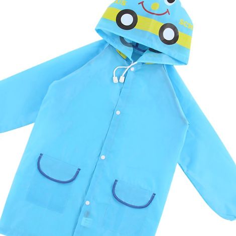 Imperméable enfant à motifs animaux, coloré, style dessin animé, écologique, bleu
