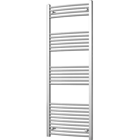 Zennor - Chrome Heated Towel Rail - H1600mm x W600mm - Curved (1/3)