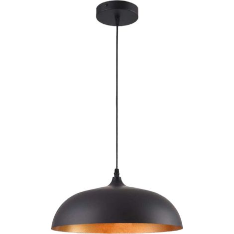 Lampadario a sospensione stile contemporaneo in metallo pendente a cupola attacco E27 luce tavolo cucina di colore nero o bianco (1/5)