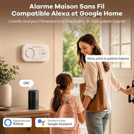 Alarme Maison sans Fil: Centrale 120dB - Kit Alarme Maison avec Alarme Porte et fenêtre - détecteur de Chute - Famille et biens en Absence (1/4)