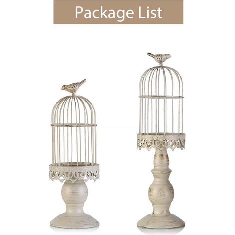Bougeoir Vintage Cage à Oiseau Blanc S+L, Bougeoirs Décoratifs pour Mariage, Chandeliers en Fer Forgé Sculpté, Ornements de Table (1/5)