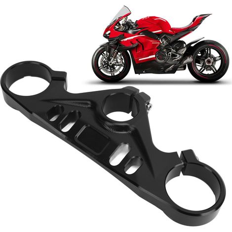 Placa superior triple de aluminio mecanizado por CNC (negra) para Ducati Panigale V4 V4S 2018-2023
