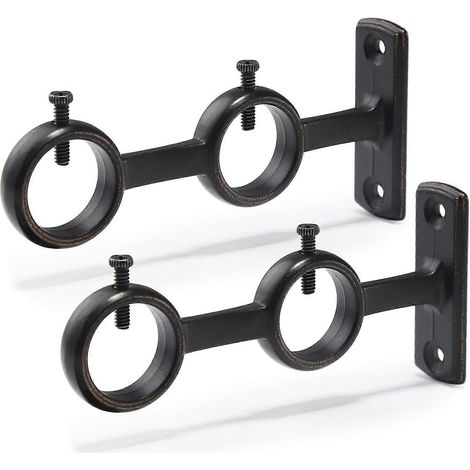 Support de tringle à rideaux, lot de 2 supports doubles pour tringle à rideaux, crochets pour tringles à rideaux de salon et de chambre (1/5)