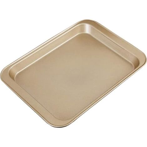 Plaque de cuisson 24 18 cm, plaque de cuisson antiadhésive en acier inoxydable, plaque à pâtisserie, four, gâteau roulé, gâteau (Or, petit) 【Régulier】 Petite plaque de cuisson dorée - taille (1/5)