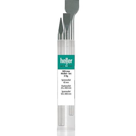 Kit burin HELLER 3 pieces avec SDS-max pointu, plat et a lame (1/2)
