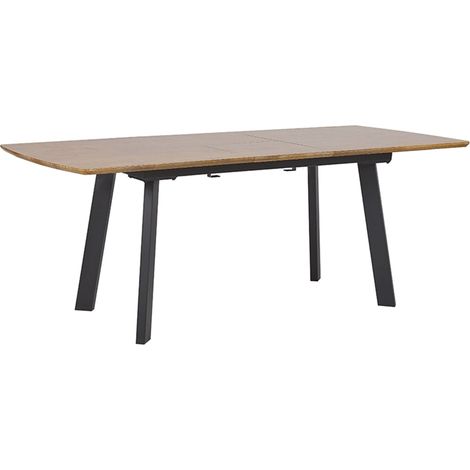 Tavolo Allungabile Metallo Nero Marrone Piano MDF Effetto Legno 180 x 90 cm Salvador