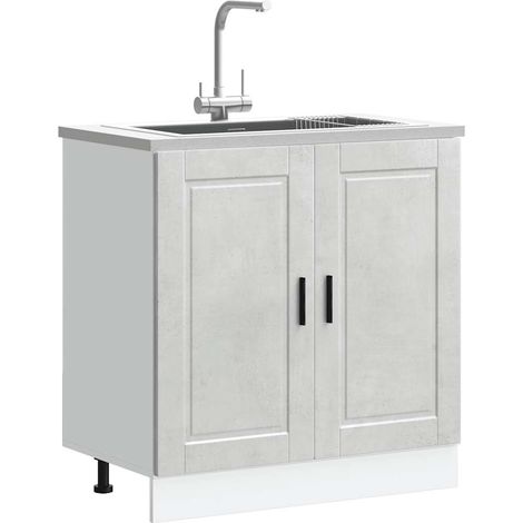 vidaXL Mobile base lavello Porto Grigio Cemento 80x46x81,5 cm