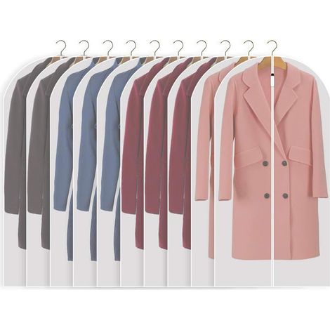 Housses à vêtements transparentes pour suspendre les vêtements, housses de protection zippées pour manteaux, vestes et chemises (1/4)