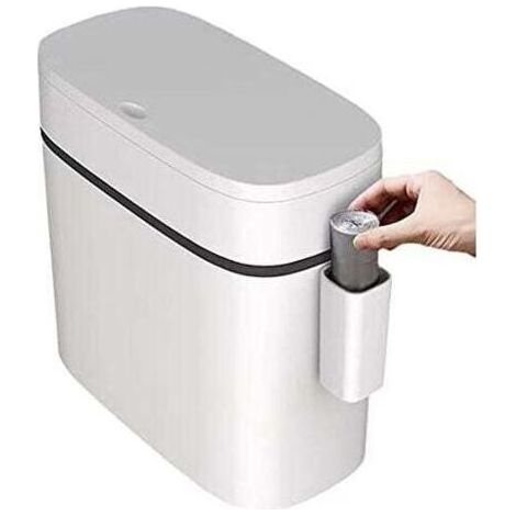 ALLIANDISPoubelle rectangulaire 12 litres – Couvercle à pression – Design mince pour espaces restreints – Matériau PP – Salle de bain, bureau, cuisine (1/5)