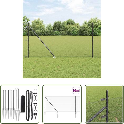 vidaXL Sécurité extérieure -  Poteau de clôture. Gris 10 x 1 m (maille de 13 mm) Acier et PVC (1/5)