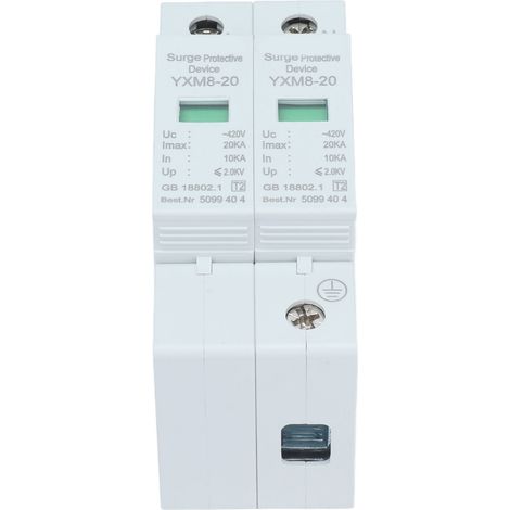 Dispositif de protection contre les surtensions, parafoudre de protection contre la tension 2P, 20 kA, 220 V, YXM8‑20 (1/5)