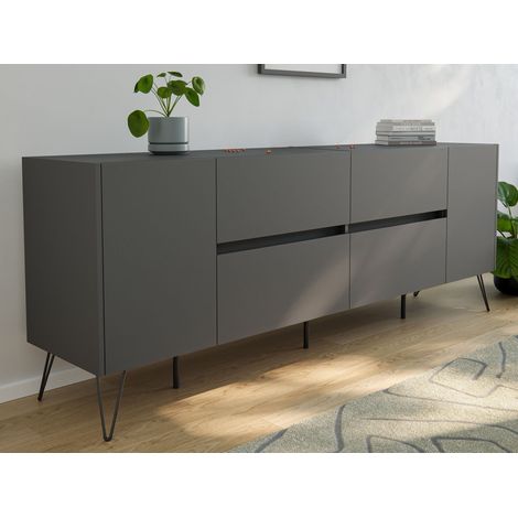 Sideboard Yako 200cm 2 Türen 4 Schubladen Grafit (1/5)