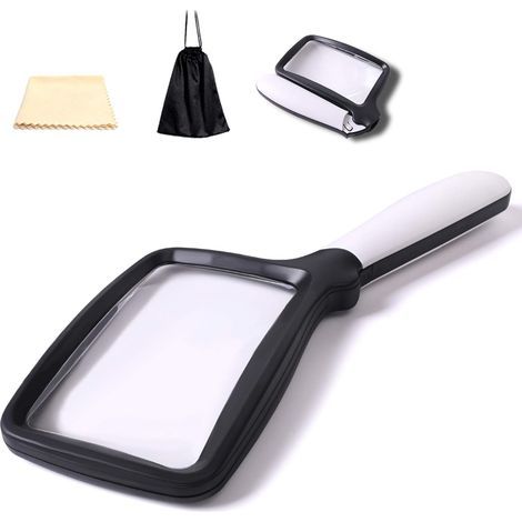 Foldable reading magnifier with 5 LED lights, 3x magnification with 2 dimming modes, ideal for reading small print, books, low vision, and easy reading at night. (1/5)
