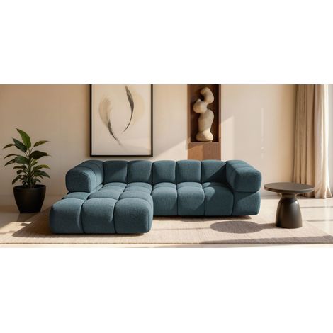 Ecksofa Designersofa BLANCHE in Stoff Puente Türkis Ottomane Links