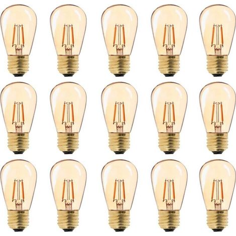 LED E27 Vintage Ampoule, ST45 Faciles à 1W = 10W Ampoules à Incandescence, Super Blanc Chaud 2200 K E27 Medium Base Ampoule Lampe de Chevet, Doré en Verre, Non Dimable, Lot de 15 (1/5)