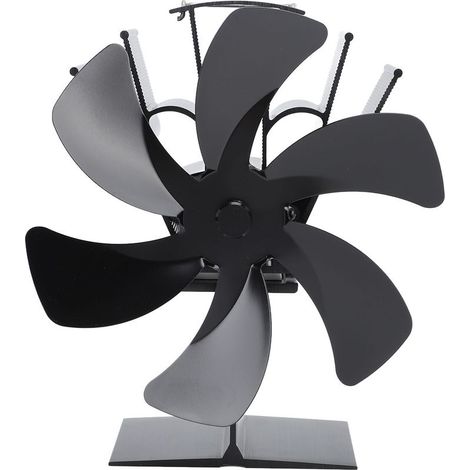 Ventilateur de poêle Vertical à 6 pales, alimenté par la chaleur, poignée à Circulation chaude rapide, Design supérieur pour cheminée, noir (1/5)