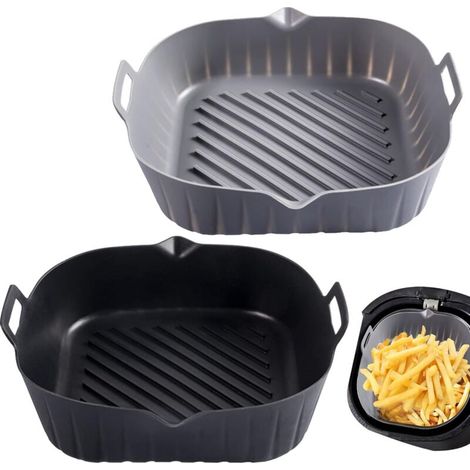 Panier Silicone Friteuse Air Chaude - Carré 20 cm - Compatible 4 à 7 L - Réutilisable - Contact Alimentaire - Lot de 2 (1/5)
