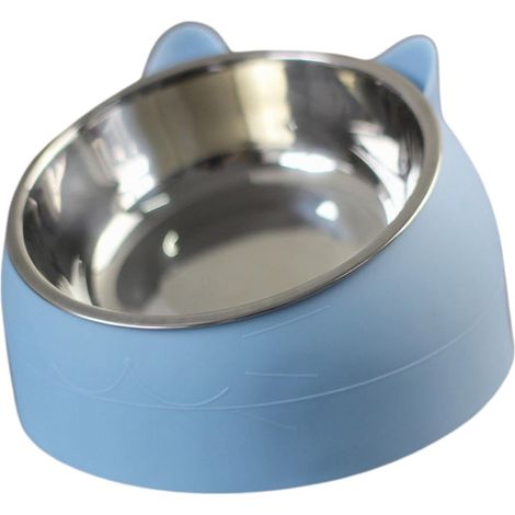 Bol Alimentaire Surélevé - Incliné à 15 Degrés - Acier Inoxydable et PP - Pour Chats et Chiens de Petite à Moyenne Taille - 16,5 x 16,5 x 10 cm (1/5)