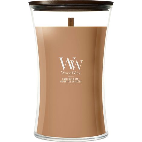 Candela a Clessidra Grande Hazelnut Roast 609g Marrone Woodwick
