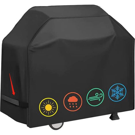 Telo di copertura per barbecue, impermeabile, antivento, antistrappo, con cinghie e scomparto portaoggetti (145 x 61 x 117 cm) (1/4)