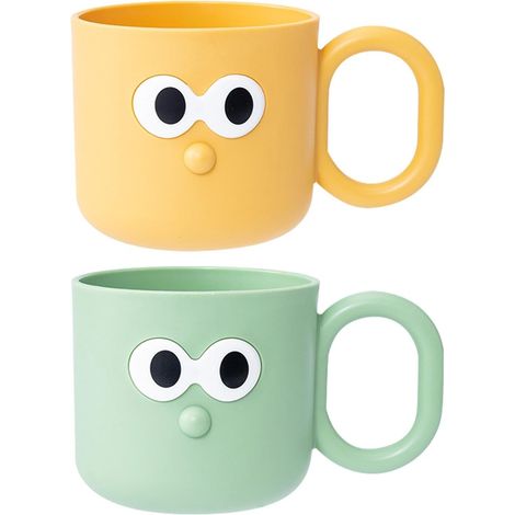 2er-Set Kinder-Spülbecher – Zahnbürstenhalter – Auslaufsicher – Großer Durchmesser – Zum Zähneputzen – Badezimmerbecher mit Henkel (1/5)